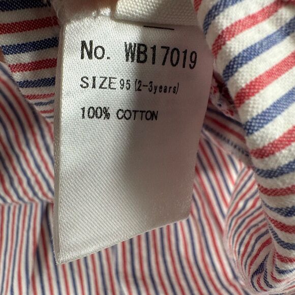 Bit'z Kids 2/3 Years Dress Red/White/Blue Stripe Seersucker Elastic Waist New - Picture 6 of 8